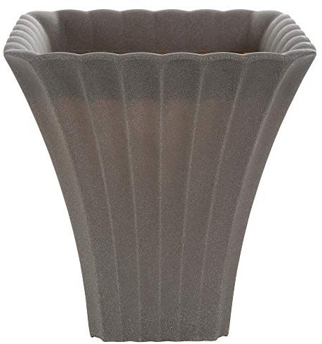Vaso da fiori quadrato alto effetto cemento per interni ed esterni giardino patio (tortora, 1)