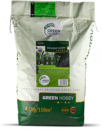 Green Hobby Rasensamen Grassamen Rasensaat Trockenresistent Winterhart Tiefgrün Robust 4,5 kg Exclusive Gazon