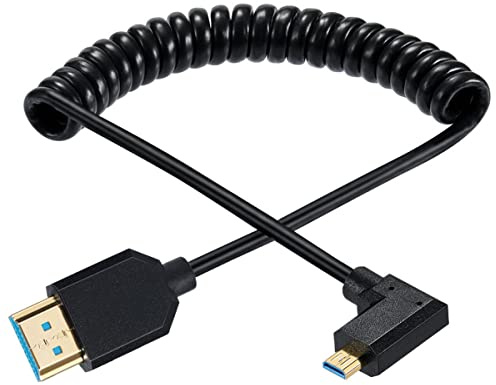Cavo a spirale da micro HDMI a HDMI 2.1, 8K@60 Hz 4K@120 Hz 48 Gbps ultra sottile Hdmi maschio a micro Hdmi maschio, supporto HDR dinamico, per video HD 4FT/1,2 meter