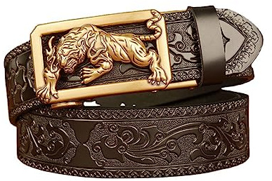 xichuangyuXCY Men's Leather Ratchet Belt Retro Buckle Casual Business Belt for Jeans 49 Adjustable Trim to Fit