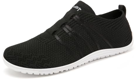 Merdoo Barefoot Shoes Traspirante Scarpe da Ginnastica Antiscivolo Scarpe per Camminare con Suola Zero Drop Leggero Scarpe Barefoot Minimaliste Scarpe Senza Lacci Sneakers Unisex Nero 38EU