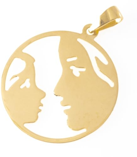 AngelGold - Goldener durchbrochener Anhänger Mutter und Kind, 585 Gold Geschenk zur Geburt, Muttertag