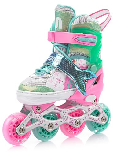Inlines Rullskridskor Barn 4-i-1 set Rullskridsko för Barn Justerbar Rullskor Skridskor Rollerblades för Nybörjare med Självlysande Hjul METEOR