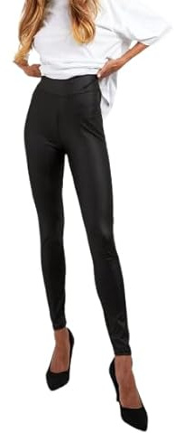 SASSY STYLE Womens Ladies Leather Look Pu High Waist Leggings Stretch Trousers Pants (Black, 14)