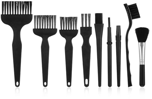 Keyboard Brush 9 PCS Mini Keyboard Cleaning Kit, Pp Handle Nylon Electronic Computer Cleaner Brushes Tools Anti Static for Electronics Keyboards Motherboard Camera Small Space(Black)