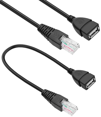 MEIRIYFA USB Buchse auf RJ45 Kabel, USB auf RJ45 Ethernet 8P4C Adapter Netzwerkkabel für Router, Modem, Desktop PC, Switch, TV Box (0.3M, 2PCS)