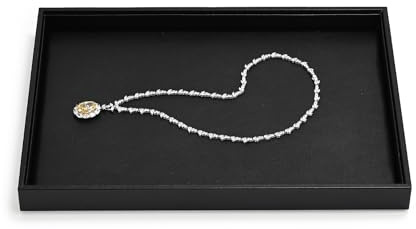 Oirlv Cuero PU Negro Bandejas para Joyas Organizar para Joyas,Guardar Accesorios, Relojes, Pendientes, Anillos Y Otros Objetos Pequeños