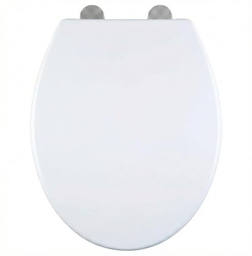 Kikzi® Universal Fit Soft Close Toilet Seat – Sturdy & Ultra-Durable White Thermoplastic – Quick Release – Top Fix Adjustable Hinges – Standard Oval Toilet Seat (450mm x 370mm)