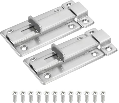 QUARKZMAN Catenaccio A Scorrimento 8.7 X 4.2 Cm Montaggio A Superficie Serratura A Scorrimento Catenaccio In Acciaio Inossidabile Per Mobile Armadio Porta Cancello, Confezione Da 2