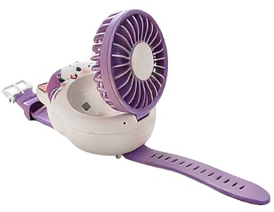 Generico Ventilatore portatile da viaggio,Pieghevole con cinturino da polso - Ventilatore Portatile a Orologio Cartoon per Bambini | Per bambini, estate, interni, casa, scuola, viaggi, vacanze, feste