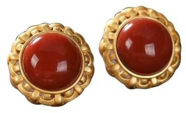 S925 Silver med naturlig röd jade runda pärlor Örhängen örhängen för kvinnor Yoga Äkta