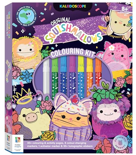 Kaleidoskop-Malset: Squishmallows – kreatives Kunst-Set mit Malvorlagen, Markern und Aufklebern – lustiges Bastelset für Kinder und Squishmallow-Fans