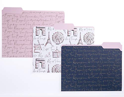Graphique Parisian Traditional File Folder Set – Each Folder Measures 11.75 x 9.5, Set Includes 9 Folders with 3 Unique Designs, Durable Triple-Scored Coated Cardstock (FIF055)
