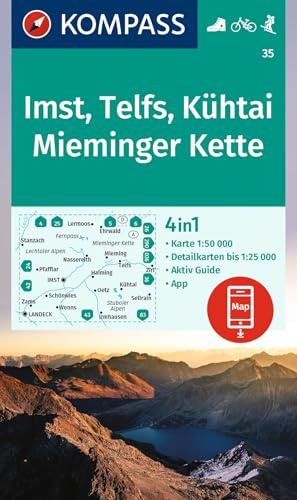 KOMPASS Wanderkarte 35 Imst, Telfs, Kühtai, Mieminger Kette 1:50.000: 3in1 Wanderkarte, mit Panorama, inklusive Karte zur offline Verwendung in der KOMPASS-App. Fahrradfahren. Skitouren.