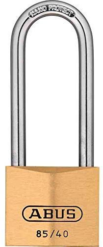 ABUS Vorhängeschloss Messing 85/40HB63 - mit hohem Bügel - für Kellertüren, Schuppen u. v. m. - wetterfest - gehärteter Stahlbügel - ABUS-Sicherheitslevel 6 | Für Keller, Schuppen & Spinde – wetterfest, Nano Protect-Beschichtung, Präzisions-Stiftzylinder, doppelte Verriegelung, 185 g