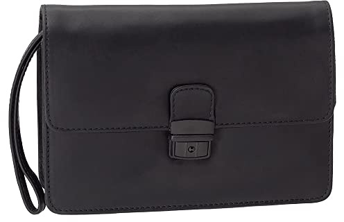 Ledershop24 Branco Business Herren Handgelenktasche Herrentasche Damen Damentasche Tasche schwarz Leder - sehr hochwertig