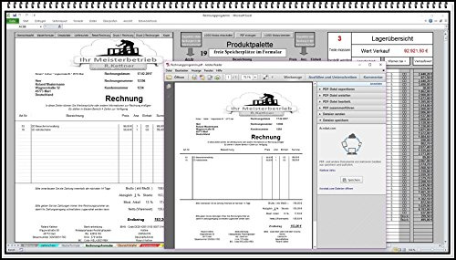Rechnungsprogramm mit Lagerhaltung Rechnunssoftware Produktpalette, Kundendatenbank, Umsatzliste, Lieferscheine, Mahnwesen, PDF Versand auch für Kleinunternehmer