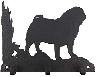Tierisch-tolle Geschenke Mops Leinengarderobe - Schlüsselbrett - Garderobe mit Hundemotiv