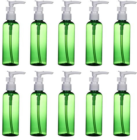 Lurrose Spülmittelspender 10PCS Pumpflasche PET Leer Nachfüllbar Pumpspender Seife Lotion Pumpseifenspender Reinigung Flüssigkeiten Pumpe Flasche für Küche Bad 100ml Grün Sprühflasche