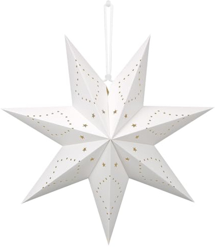 Papiersterne Weihnachts Deko, Faltstern Weihnachten, 7 zackig Papier Stern Dekoration, Weiß Weihnachtsstern zum Aufhängen, 45 cm Papier Faltsterne geeignet für Weihnachts Hochzeit Geburtstag Tischdeko