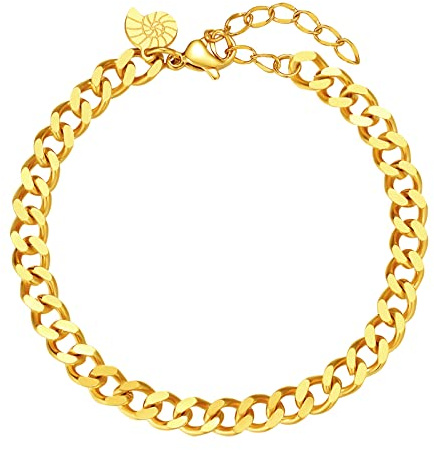 Happiness Boutique Damen Panzerarmband Großgliedrig Curb Armband Panzer Edelstahl in Goldfarbe