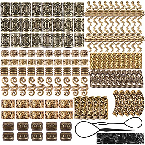 BEEFLYING Set mit 326 antiken tibetischen Stil Legierungsperlen für Wikinger Bärte, abgenutzte Perlen für Haare, Spiralarmbänder zur Schmuckherstellung, DIY, Haardekoration