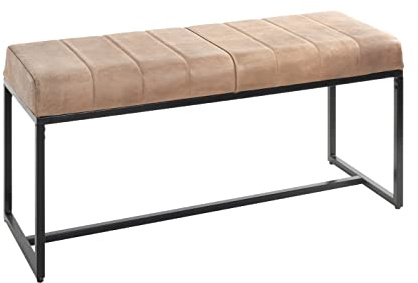 HAKU Bank braun, schwarz, Echt Leder, Metall - Maße: B 100 cm x H 48 cm x T 38 cm, Style: Industrial