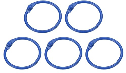 PATIKIL Loose Leaf Binder Rings 1 Inch, 5 Pack Metal Flash Card Book Binding Rings for Key Chain Index Card Scrapbooks, Bright Blue