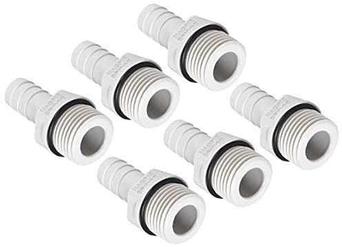 QUARKZMAN 12mm Barbelé Raccord à G1/2 Filet Mâle Tuyau x 6PCS PVC Droit Barbe Tuyau Tuyau Raccord pour Air Eau Carburant Pneumatique Tuyau, Blanc