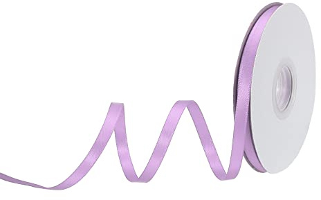 sourcing map 6 mm x 23 Meter Satinband, Doppelseitige Schleifenband Polyester Geschenkband für Deko Party Hochzeit Geburtstag Trauer Geschenkverpackung Band, Helles Lila