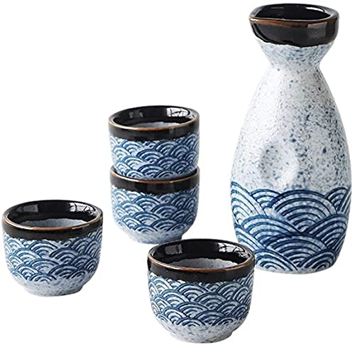 FURLOU Japanisches Sake-Set，40ml Sake-Becher Keramik-Weinkelch 240ml Wein-Set Weinkrug Destillierte Spirituosen