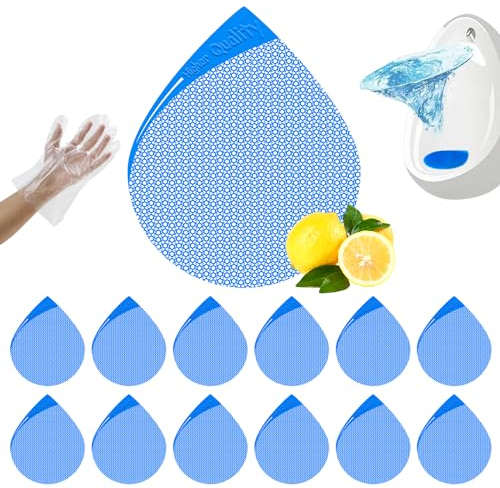Urinalsieb mit Duft Langanhaltender Anti Spritz Geruchsschutz (12pcs), mit kostenlosen Handschuhen, Urinal Einleger Matte Lufterfrischer für Toiletten in Stadien Schulen Badezimmer, Bürohotels