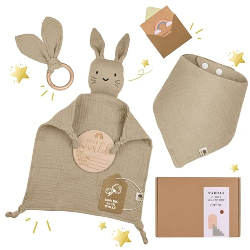 LAFERKA Neugeborenen Geschenk Junge | Neugeborenen Geschenk für Mädchen | Schmusetuch für Babyparty