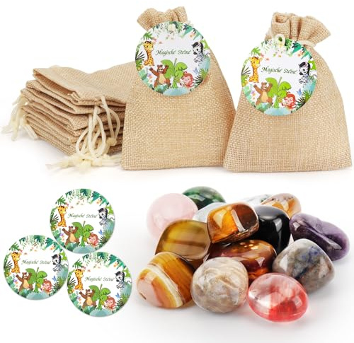 Coicok 14 Stück Glückssteine, Glückssteine Spielzeug Geschenk Kindergeburstag Mitgebsel Groß Set für Mädchen Jungen give aways Mitgebsel Kindergeburtstag Gastgeschenke Partygeschenke