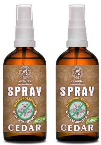 Moth Spray Set 2x100ml - Spray with Cedarwood & Lemon Essential Oils - Natural Moth Protection - Closet Freshener - Wardrobe Moth Protection - Cloth Protector Spray - Cloth Care - Cedar Scent Spray