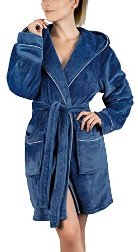 mer Morgenmantel für Herren, einfarbig, Fleece-Schlafanzug mit Taschen und Gürtel, Morgenmantel, Kapuzenmantel, bequemes Nachthemd, Schlaf-Hoodie, gemütlicher Robe, lockere Passform, Fleece-Robe,