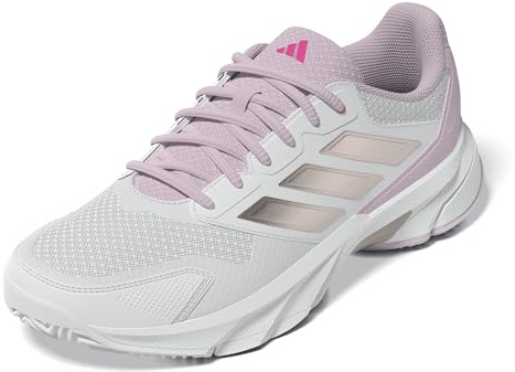 adidas Damen Courtjam Control 3 Tennis Shoes, Cloud White/Silver Metallic/Lucid Pink, 38 2/3 EU