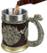 Boccale da birra vichingo, boccale vichingo da uomo - boccale vichingo in resina e acciaio inossidabile da 600 ml - boccale da whisky, boccale da birra da uomo, boccale da birra per arredamento gotico