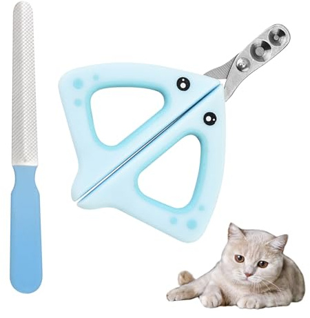 Cat Nail Clippers, Cat Nail Clippers for Small Dogs, Puppies, Cats with File (Blue), Cat Claw Cutter with 2 mm 4 mm Hole, Beginners, Great for Beginners, Protection, Claw Scissors