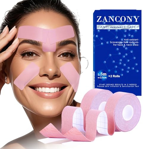 Face Tape, Zancony Flexibel Falten Pflaster Gesicht & Face Lifting Tape， Sofortiges Gesichts Lifting, Falten Tape Gesicht Straffung ,Ideal Für Zornesfalte | Stirn | Nasen | Hals, 2.5CM*2 Größe