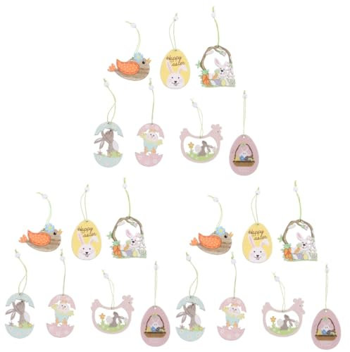 MAGICLULU 3 Sätze Osterschmuck Futterspender Kinderspielzeug Groß Geschirr Ostern Austecherformen Ostern Hase Decoupage-Papier Osterhandwerk Aus Holz Plastik 14 Stück * 3