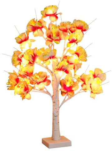 DZAY Frühlingsdeko LED Baum Lichter,Ostern Baumbeleuchtung Warmweiß LEDs Mit Blättern Lichterbaum USB odr Batteriebetrieben Deko Beleuchtung Innen Lichterkette Innen Lampe für Deko Wohnzimmer (Weiß)