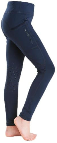 Harry Hall Kids Bala Riding Tights - 4-Way Stretch - Silicone Knee Grip & Waistband - Phone Pocket & Easy Pull-On - High-Rise Comfort 13-14 Years - Navy Blue