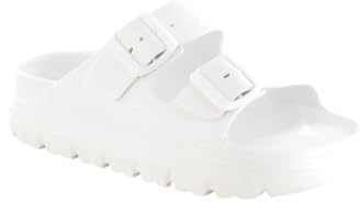 ella Platform Sandals with Double Buckle, Chunky Flatform Slides, Multiple Colours (White, UK Footwear Size System, Adult, Women, Numeric, Medium, 6)