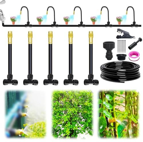 Irrigation System Kit, 2025 Upgrade Irrigation System, Watering Systems for Outdoor Plants, Garden Watering System Adjustable Bendable Nozzle (5M)