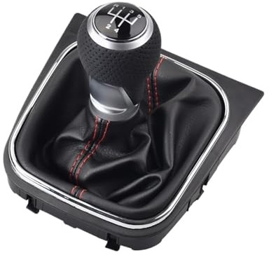 Schaltknauf Für VW Für Golf 5 Für Rabbit Für Jetta MK5 2004-2009 5/6 Gang Schaltknauf Mit Ledermanschette Auto Getriebekopf(5 Speed-Silver)