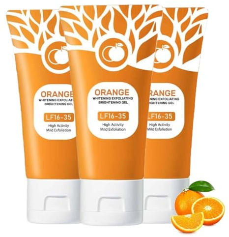 Orange Gesichtspeeling Gel, Orange Enzymes Exfoliating Brightening Gel, Tiefenreinigendes & Feuchtigkeitsspendendes Exfoliating Scrub, Oranges Gesichtspeeling für Weiche, Glatte Haut (3PC, 100g)