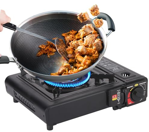 Hornillos De Camping,Pequeño Quemador Cocina Portátil para Exterior | Cocina Plegable Con Encendido Piezo, Utensilios Para Senderismo Picnic Playa Y Parque