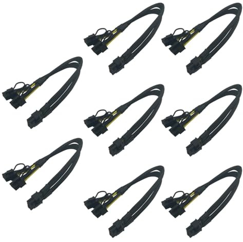 NVOQILIN GPU VGA PCIe 8 pines macho a dos 2 x 8 pines (6+2) macho PCIexpress fuente de alimentación trenzado en Y cable de extensión divisor en Y de 40 cm, cable de alimentación para tarjeta gráfica