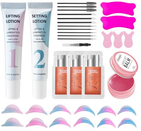 Lomansa Kit Rehaussement de Cils, Lash Lift Kit, Tube à Compression Facile, Adapté aux Débutants, 15 Utilisations, Jusqu'à 6 Semaines de Boucles(Baume)